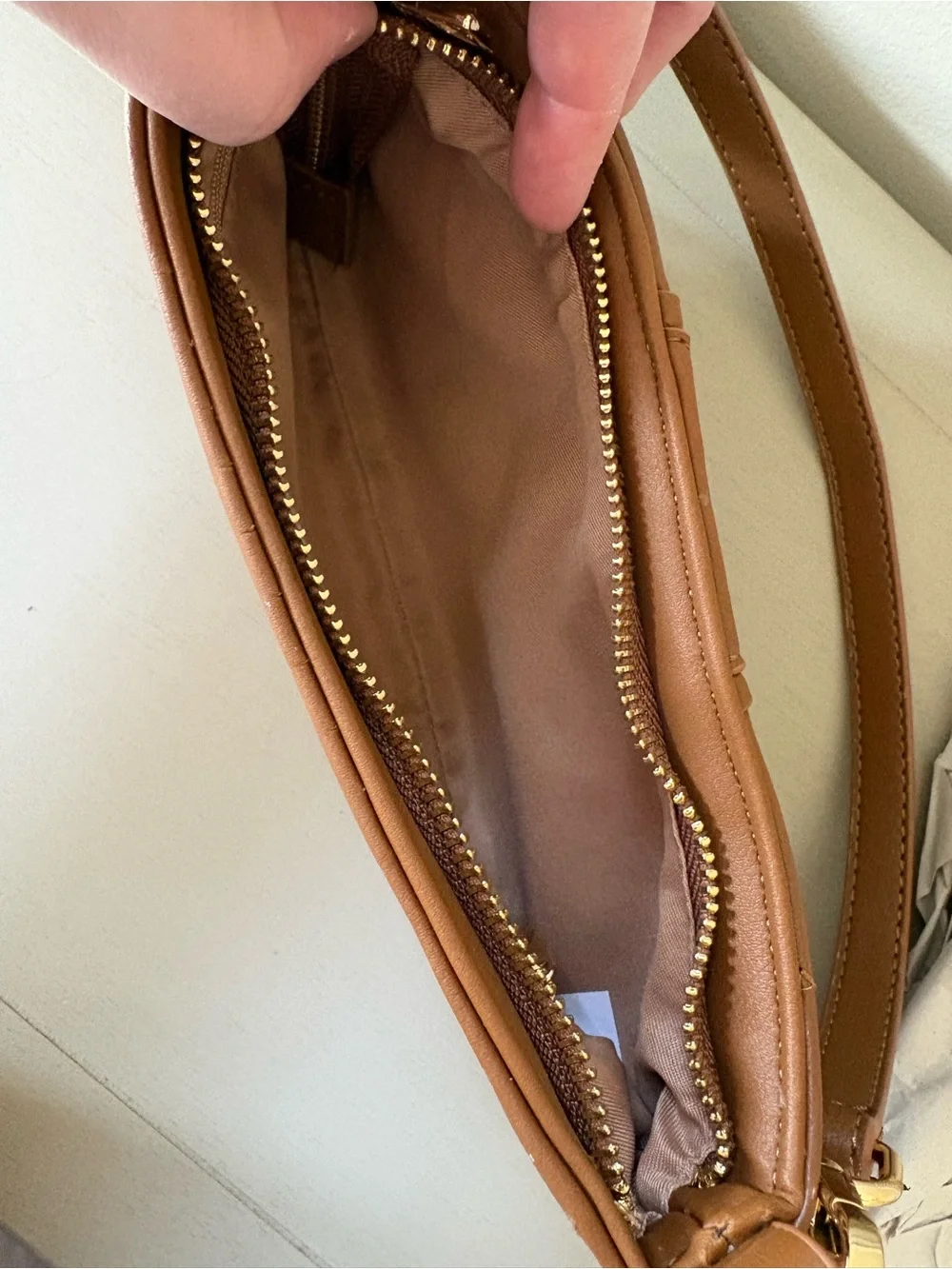 Madden Girl Cognac Patchwork Shoulder Bag with Gold Charm